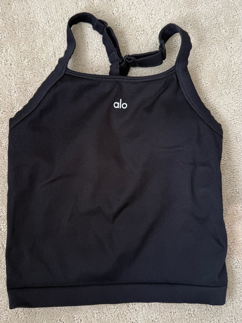 ALO Yoga Black Seamless Ribbed Swim Tank - Small - Picture 3 of 4